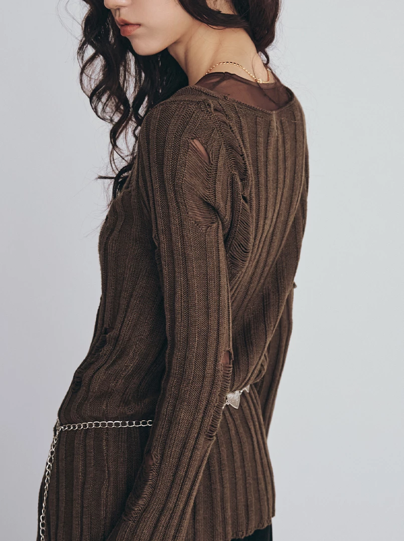 縷空修身針織上衣