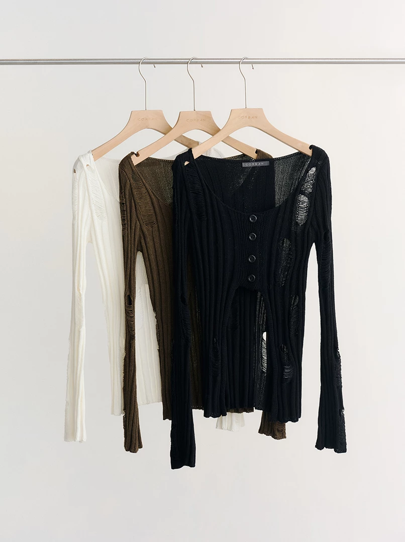 縷空修身針織上衣