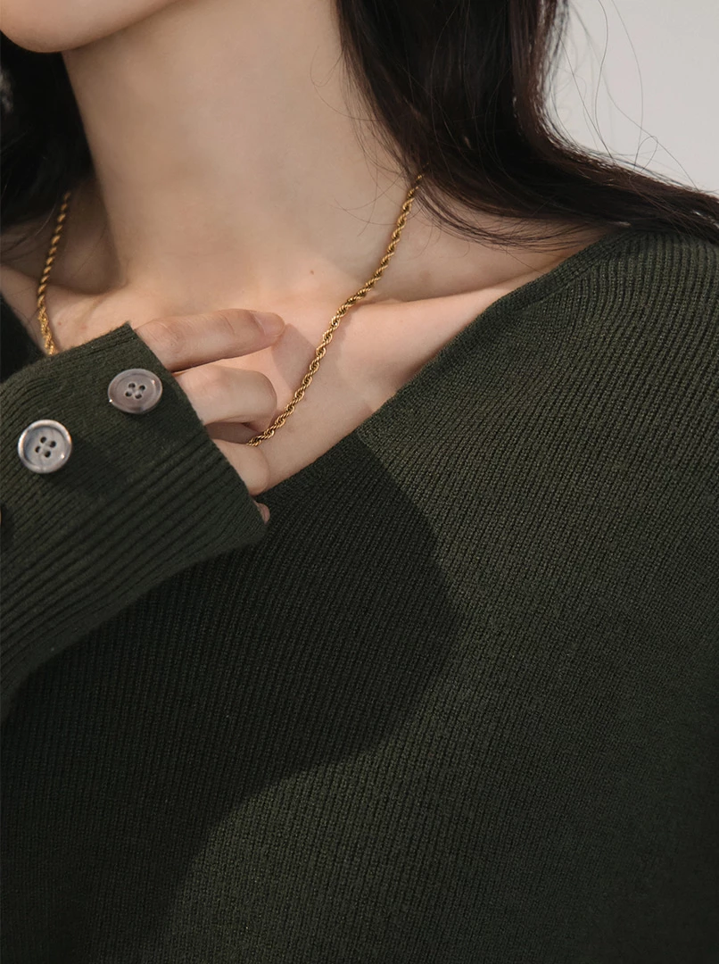 法式V領鈕釦上衣