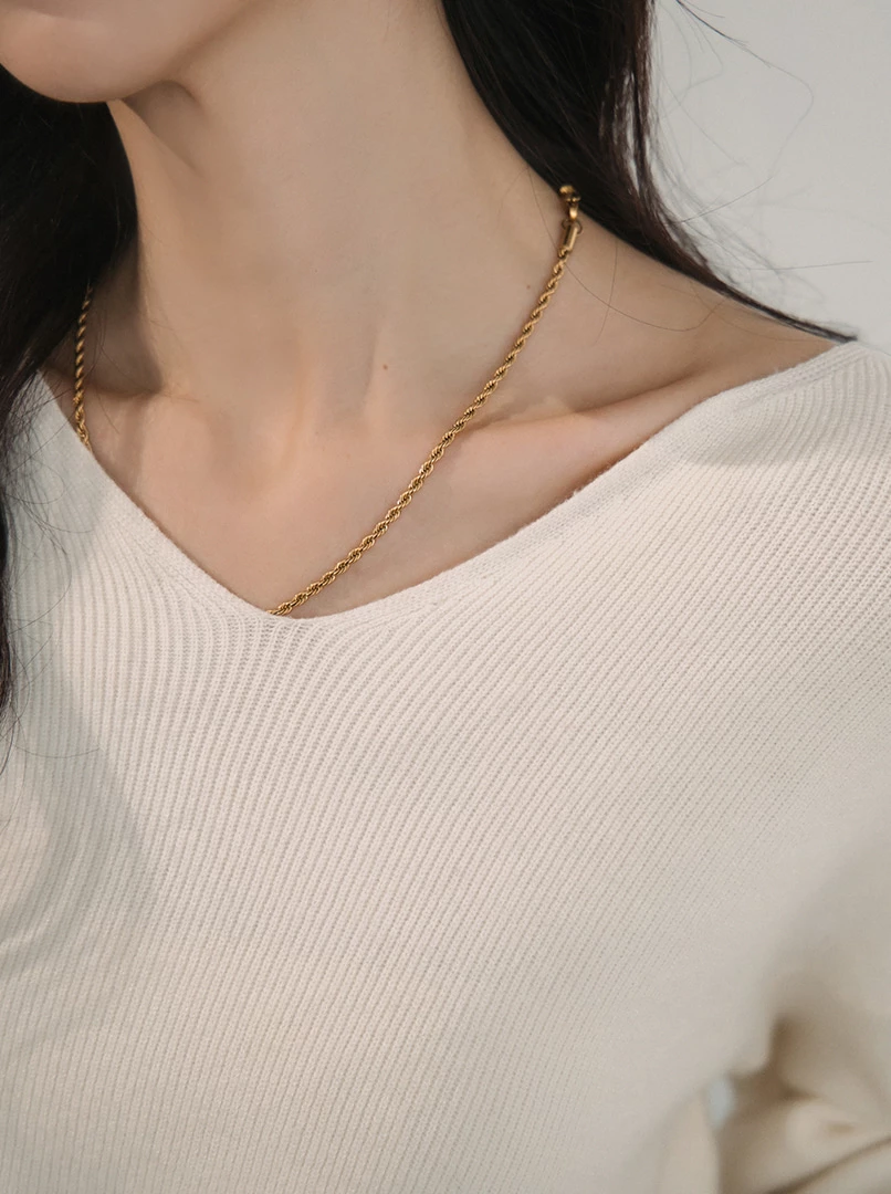 法式V領鈕釦上衣