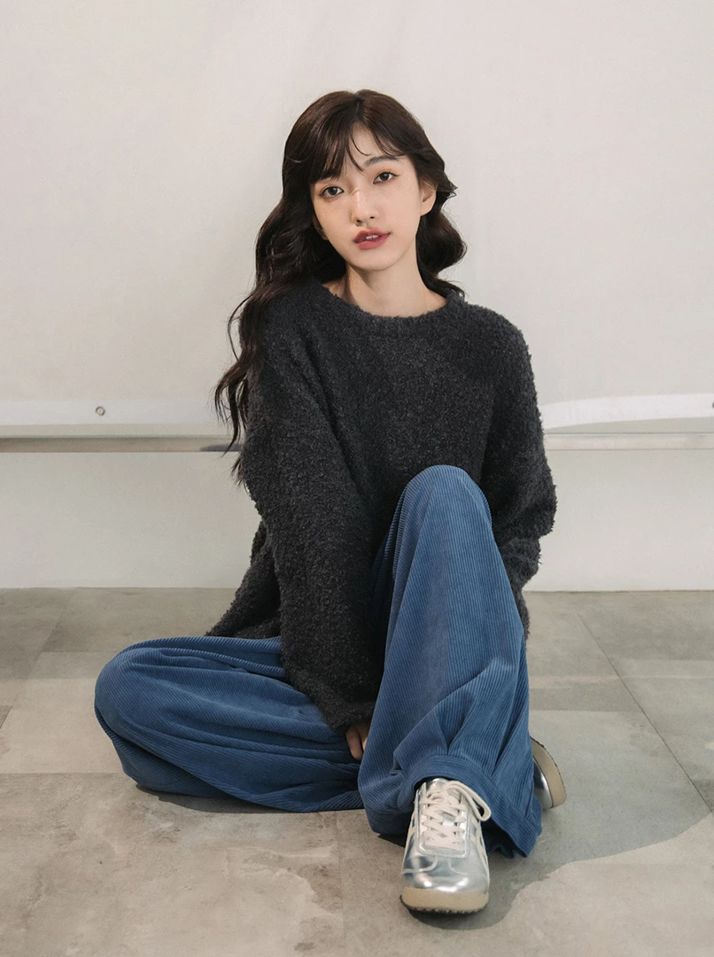 圈圈絨圓領毛衣