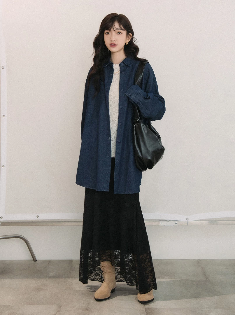Oversize牛仔襯衫'