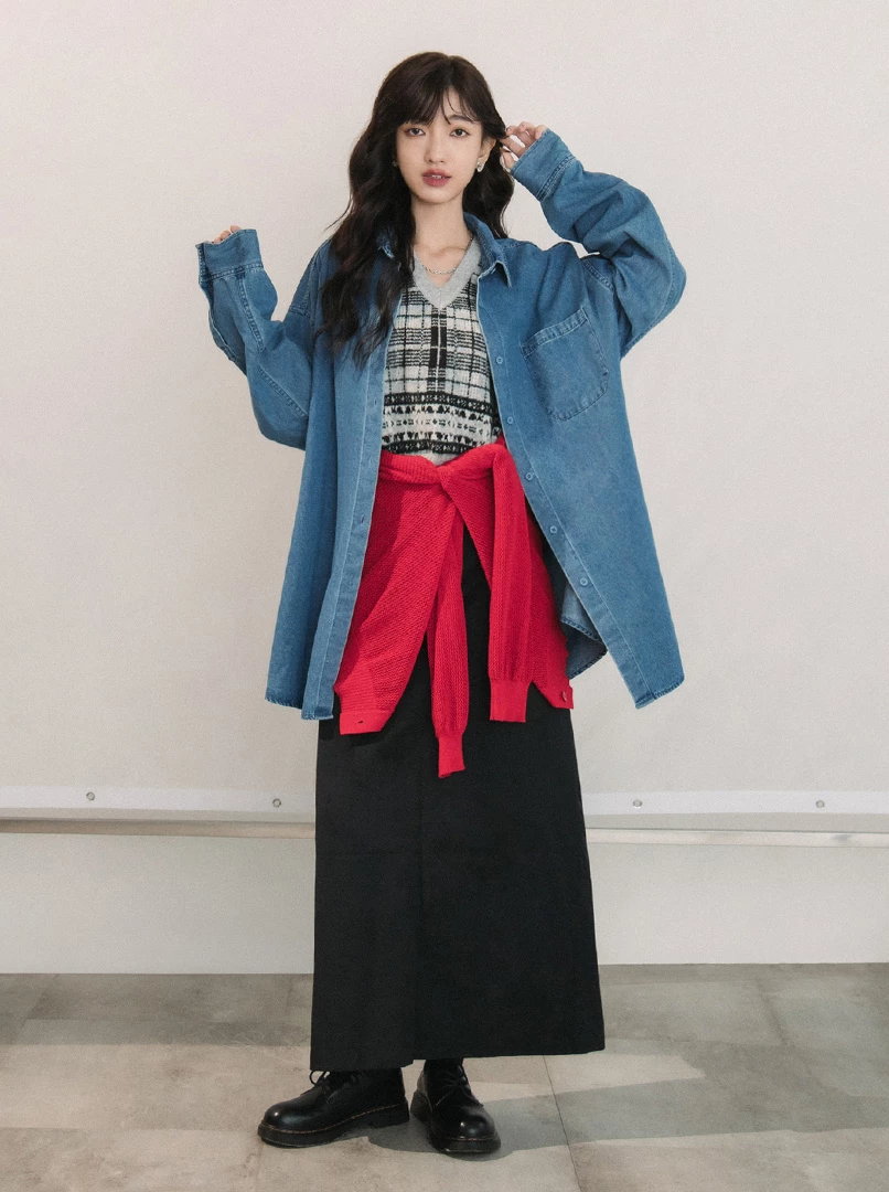 Oversize牛仔襯衫