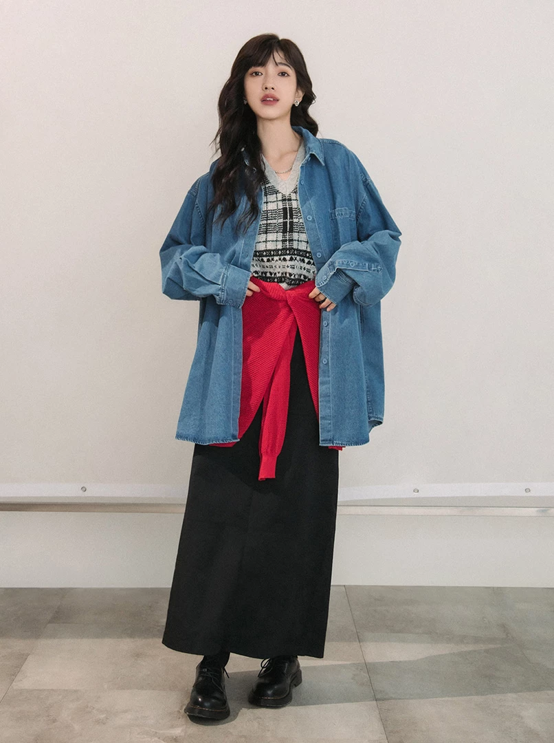 Oversize牛仔襯衫