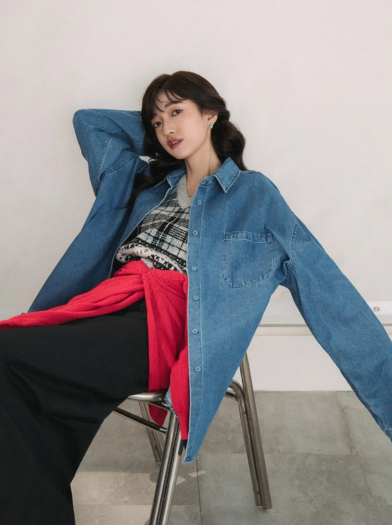 Oversize牛仔襯衫