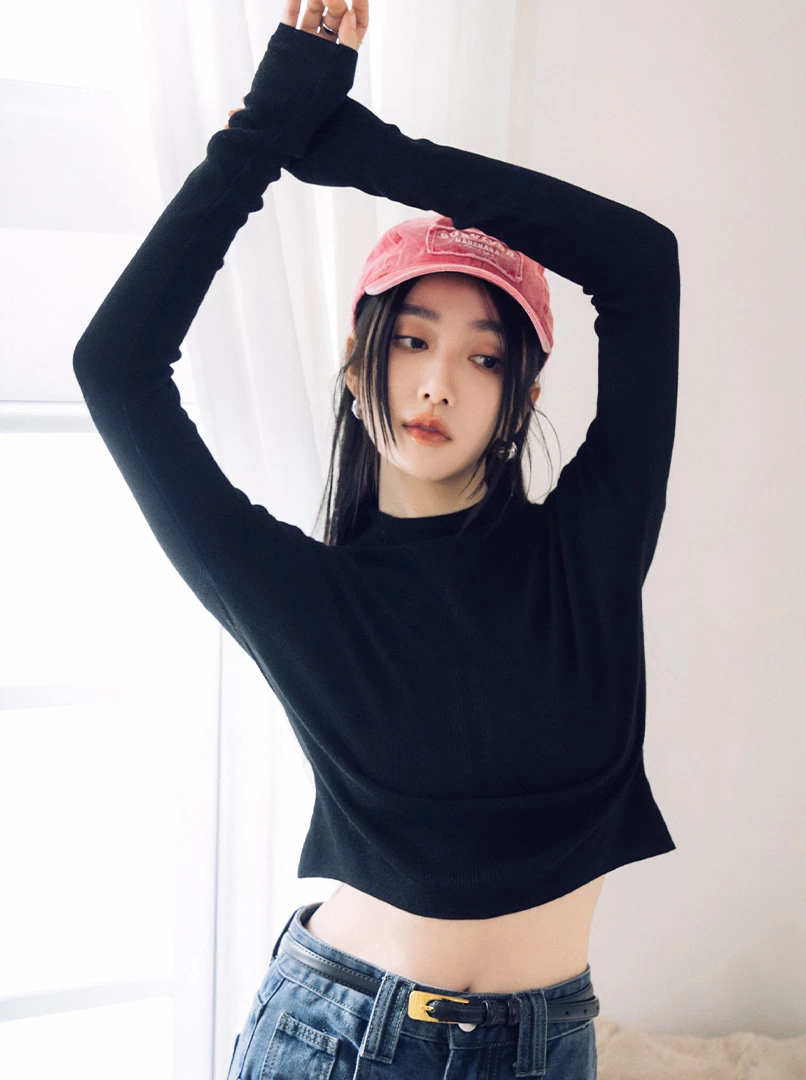 中線薄針織上衣