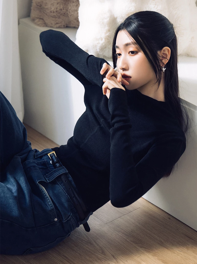 中線薄針織上衣