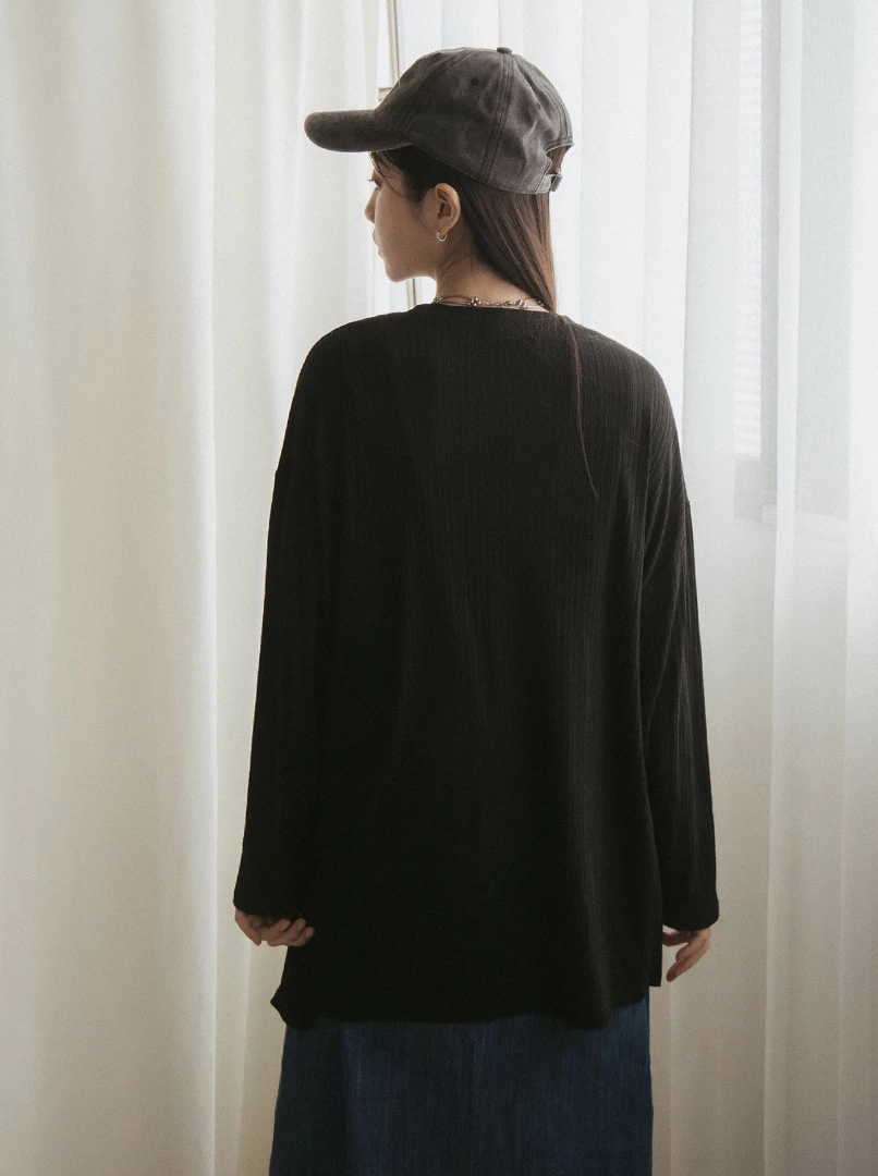 疊搭紋理長版衫