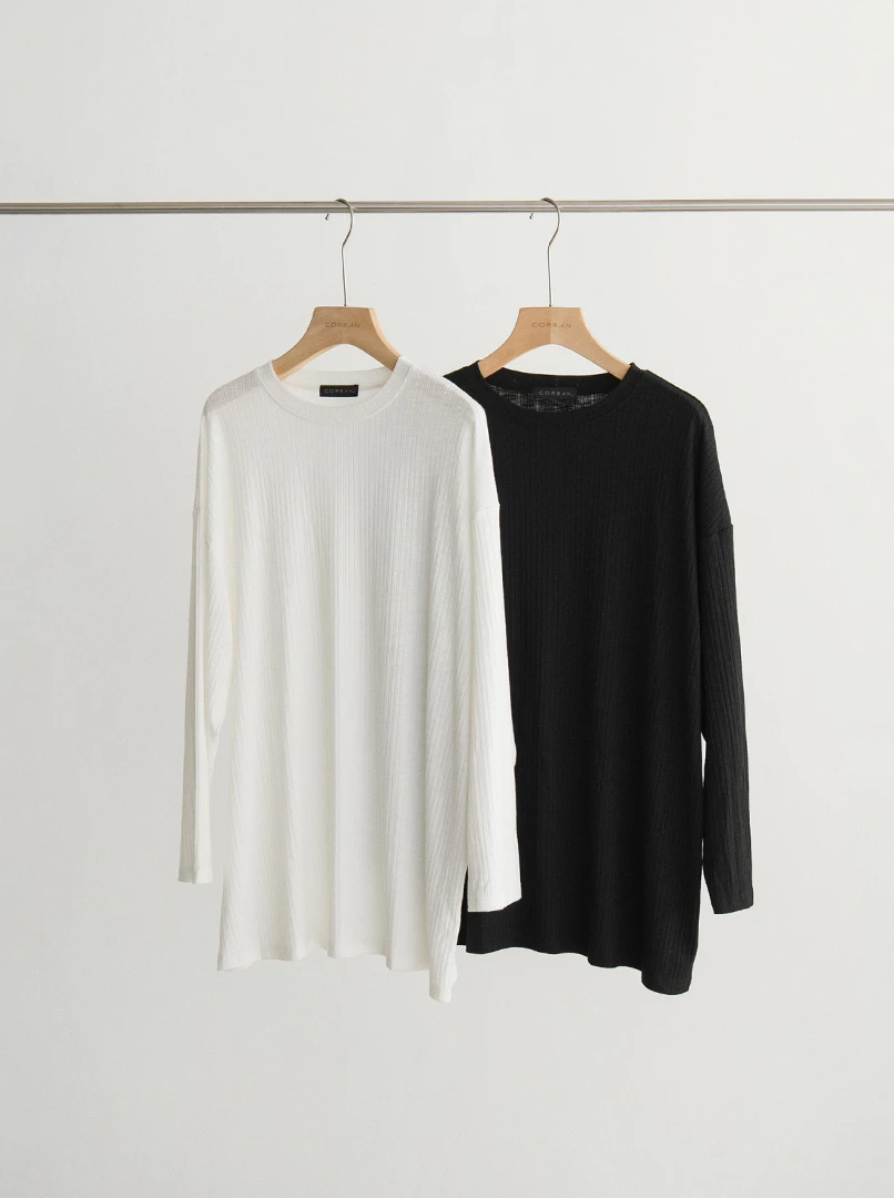 疊搭紋理長版衫