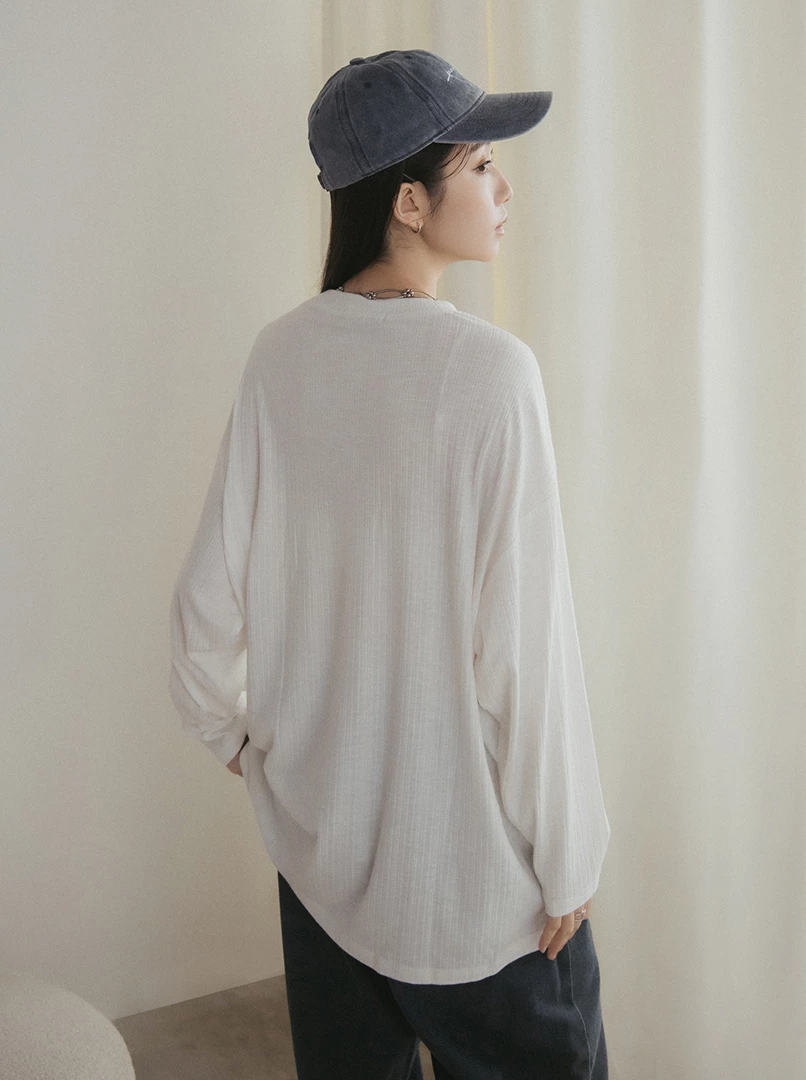 疊搭紋理長版衫