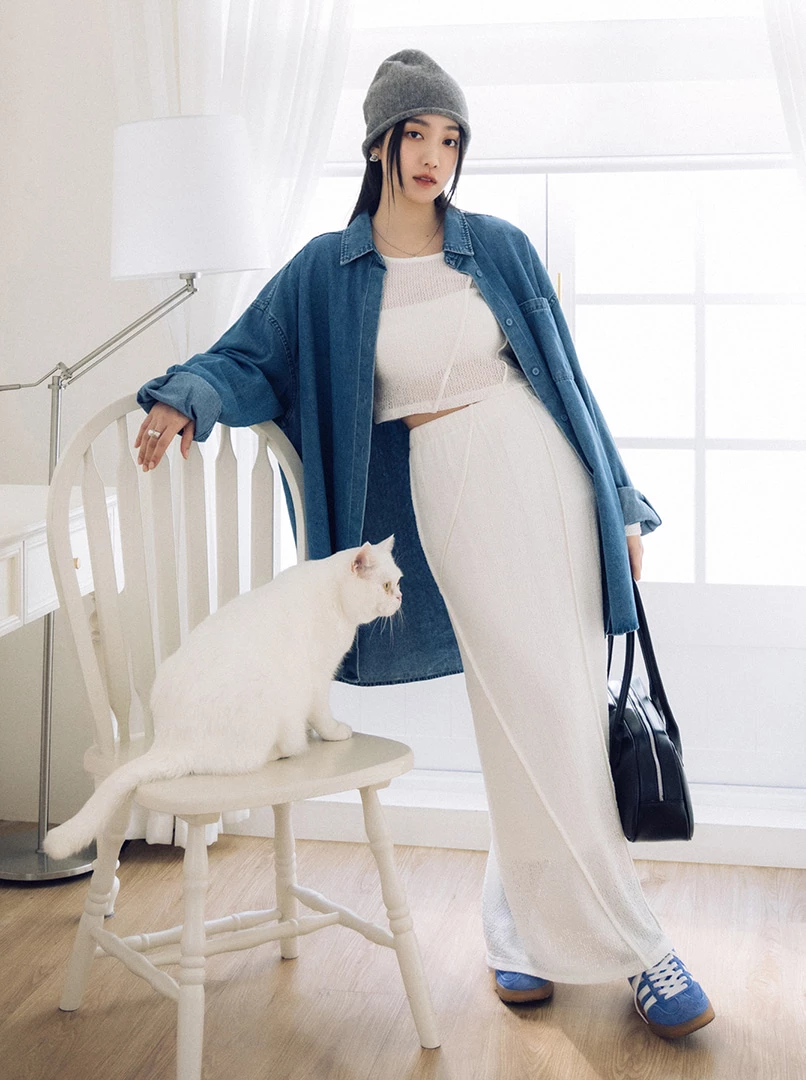 微透斜線立體上衣