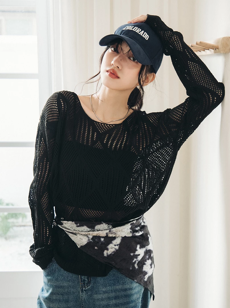 針織寬鬆縷空上衣
