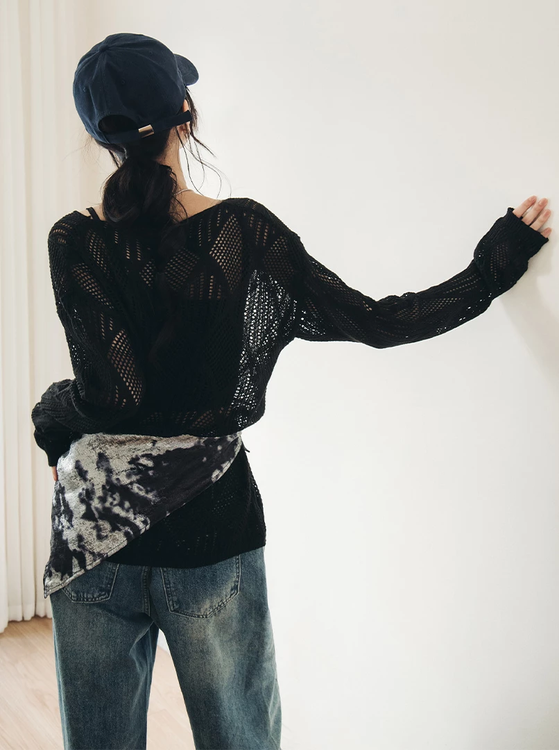 針織寬鬆縷空上衣