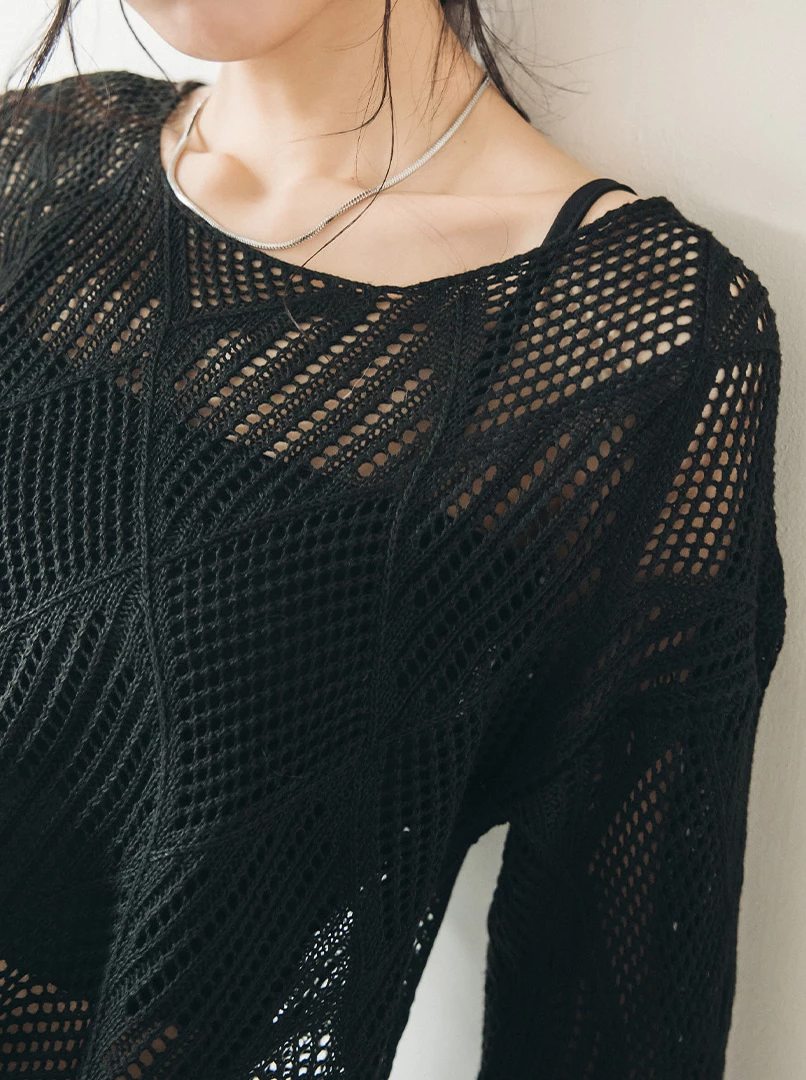 針織寬鬆縷空上衣