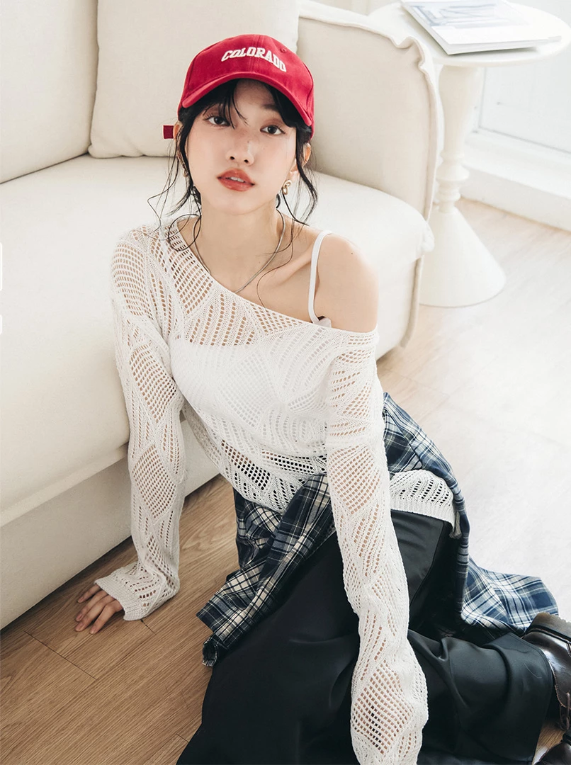 針織寬鬆縷空上衣