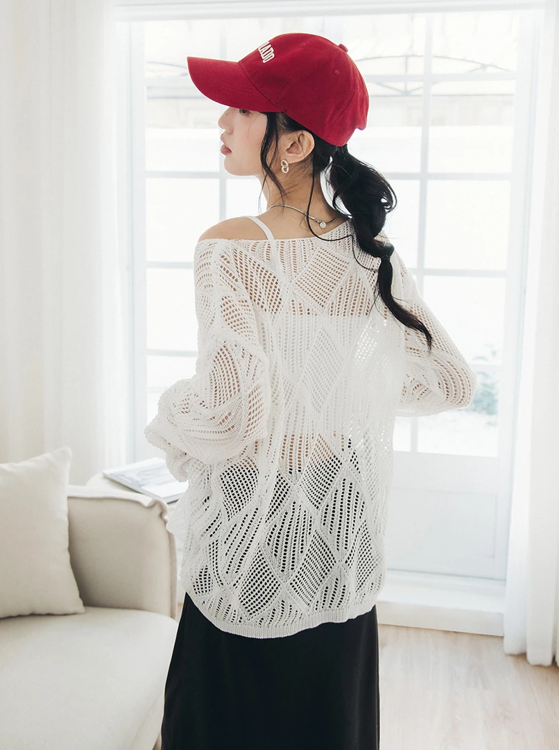 針織寬鬆縷空上衣