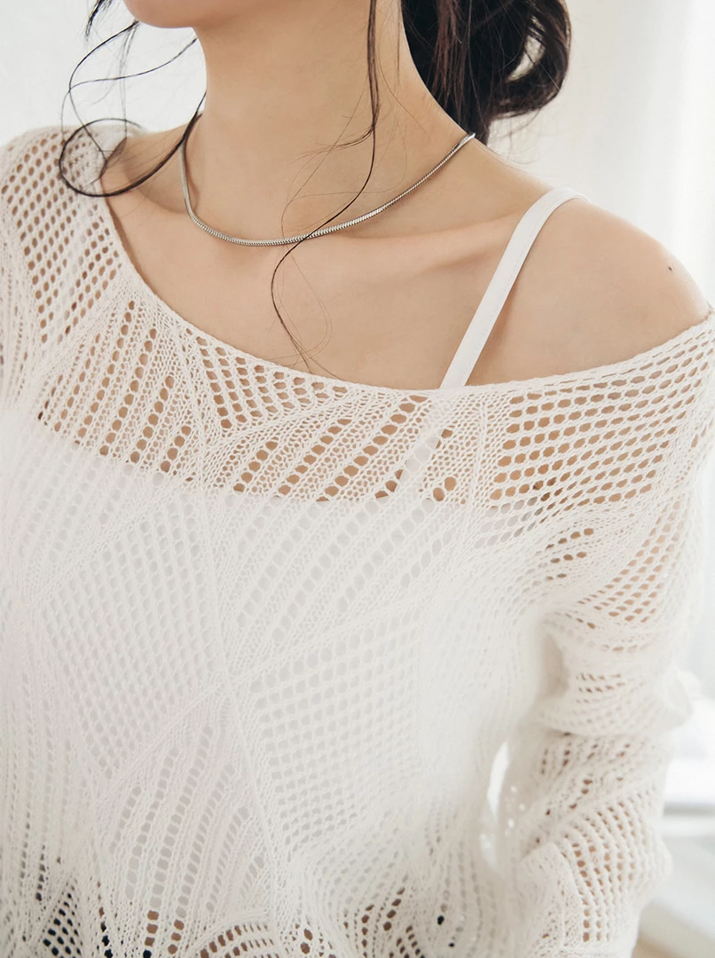 針織寬鬆縷空上衣