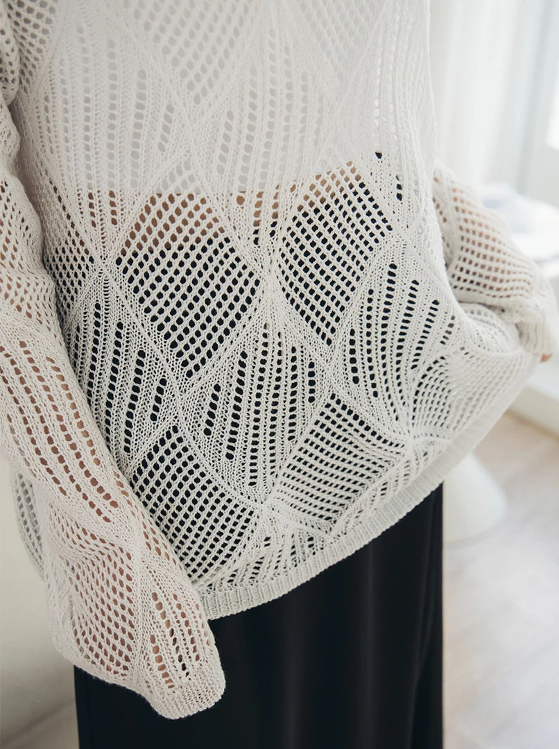 針織寬鬆縷空上衣