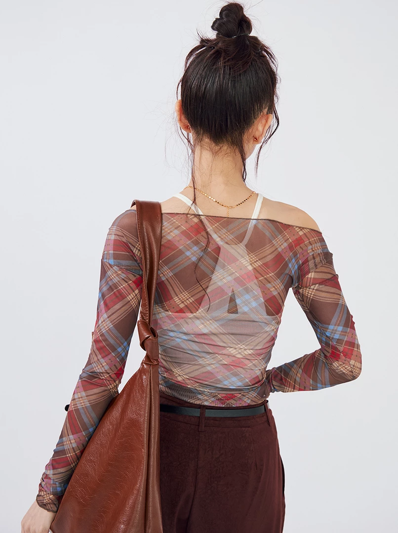 格紋平口上衣