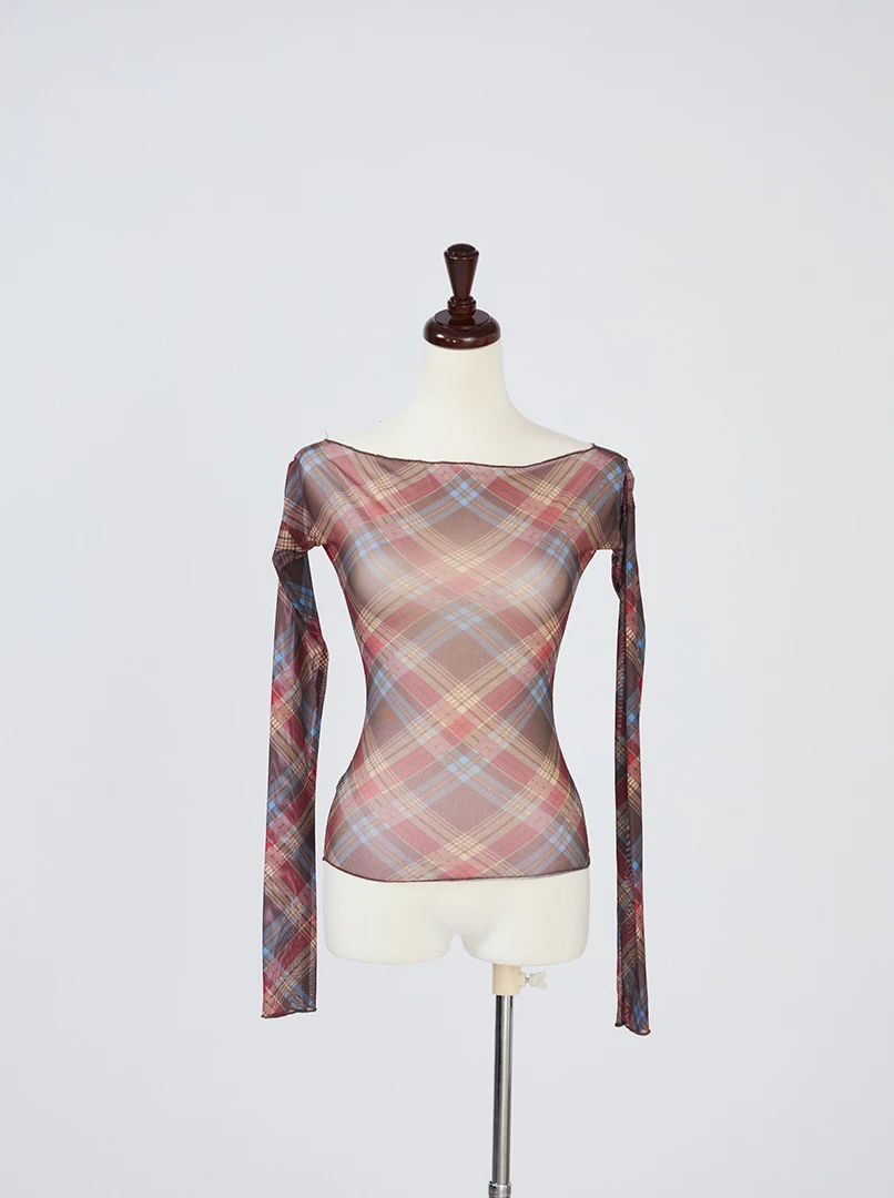 格紋平口上衣