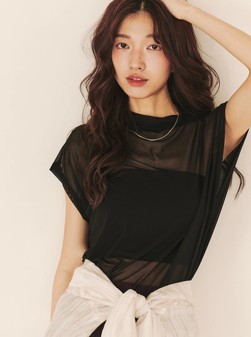 透膚感網紗兩件式上衣