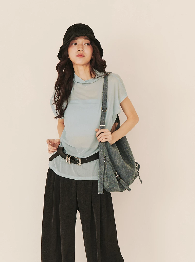 透膚感網紗兩件式上衣