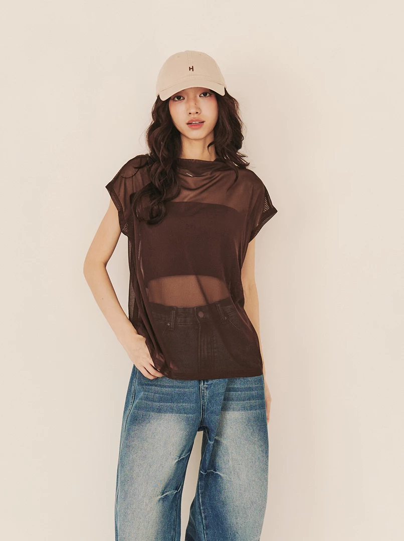 透膚感網紗兩件式上衣