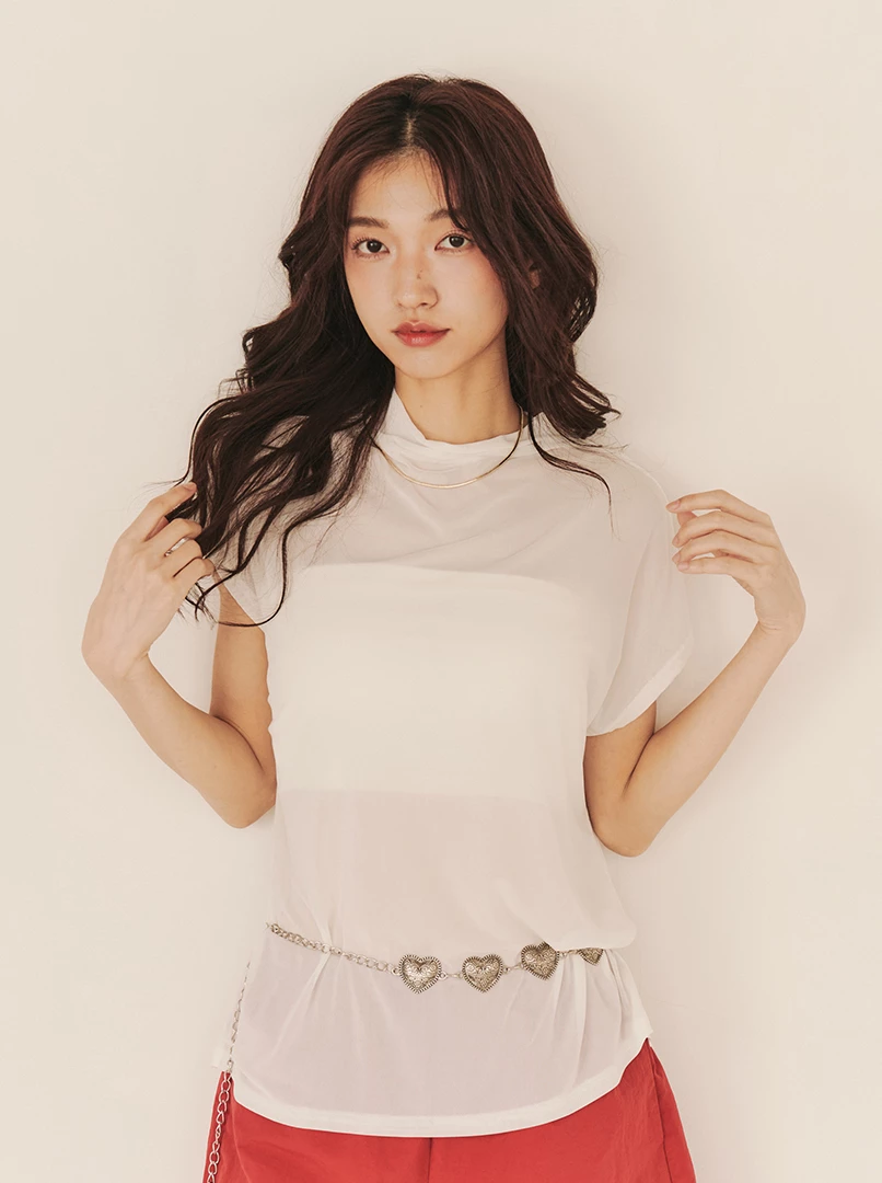 透膚感網紗兩件式上衣