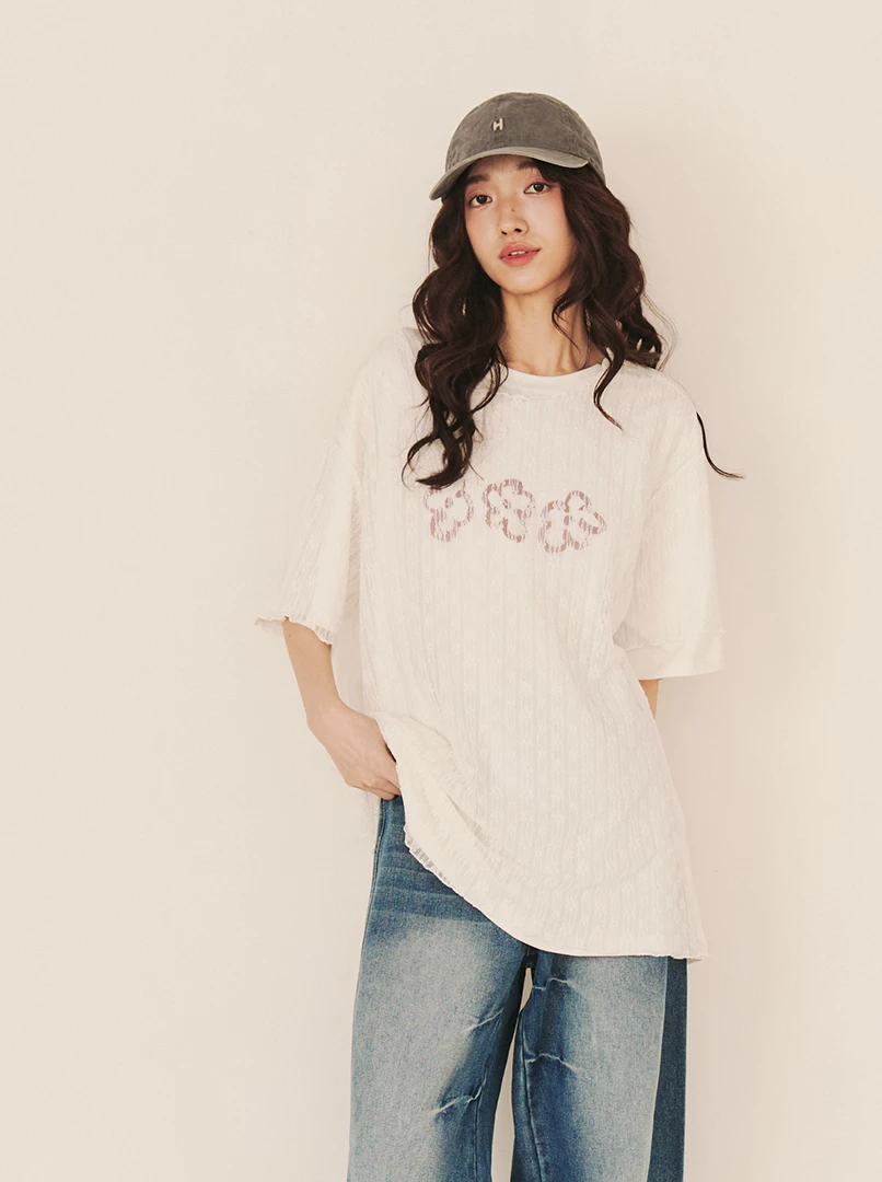 寬鬆蕾絲短袖上衣