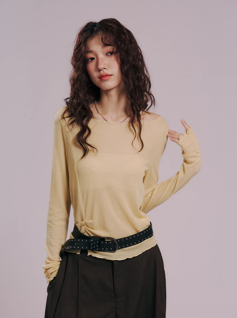 基礎百搭捲邊天絲打底衫