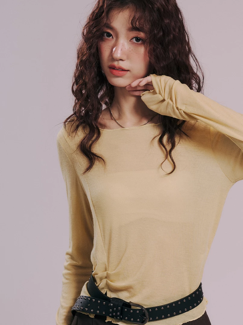 基礎百搭捲邊天絲打底衫