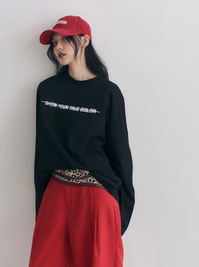 美式休閒字樣長袖T