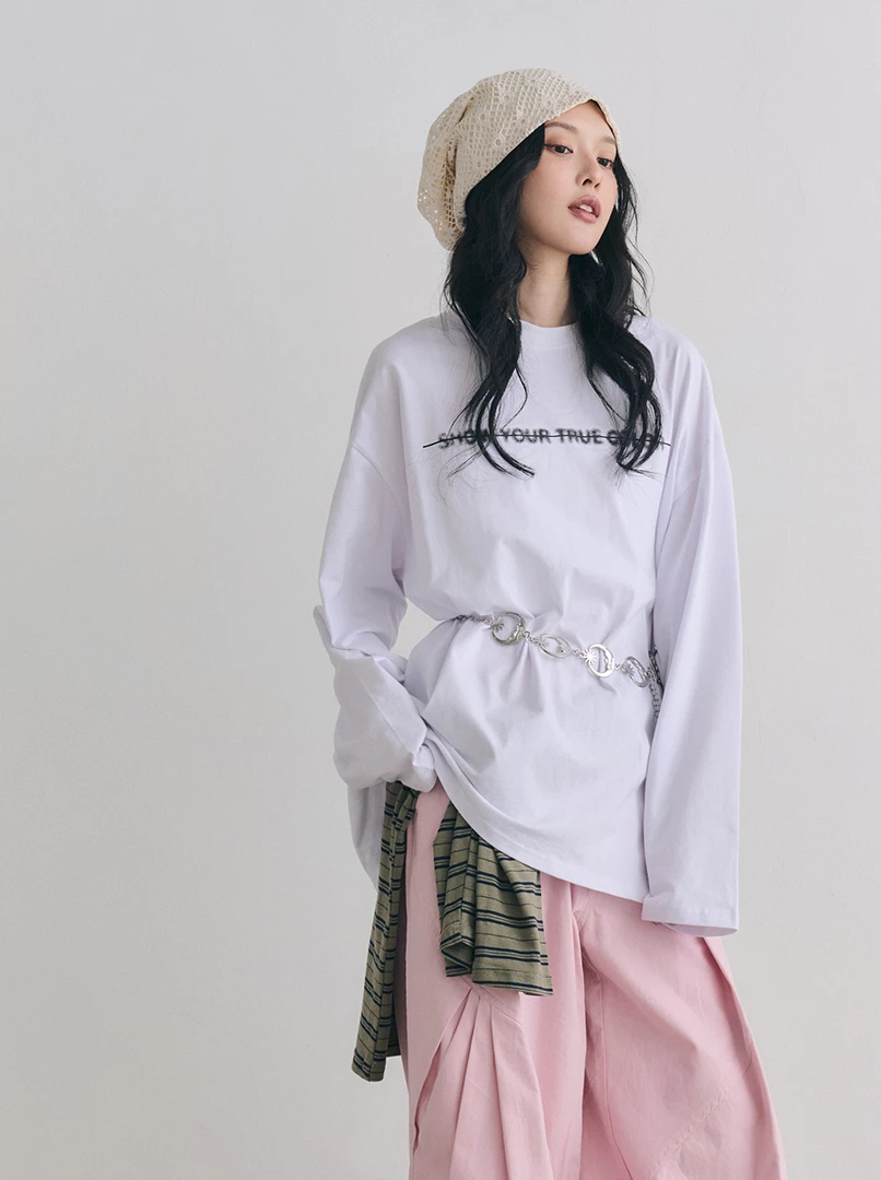 美式休閒字樣長袖T