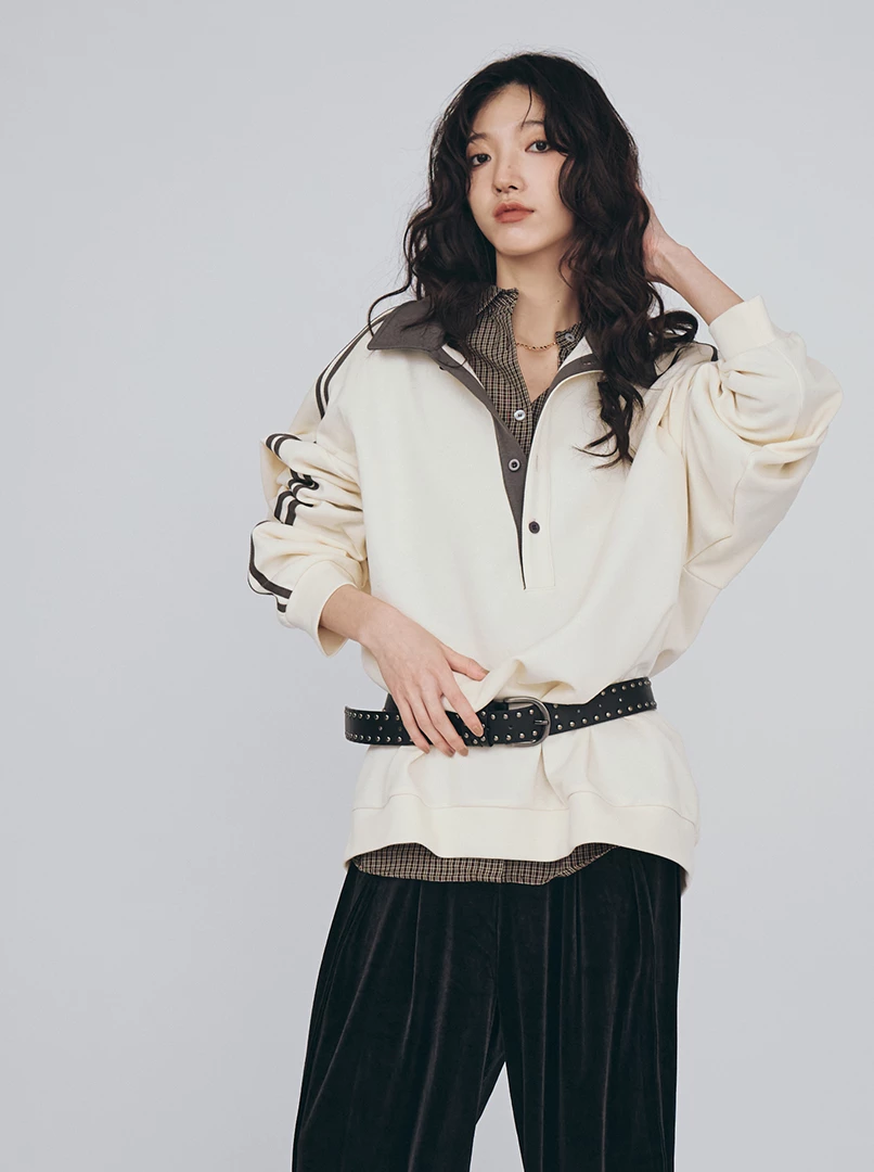 復古三釦POLO領長袖衫