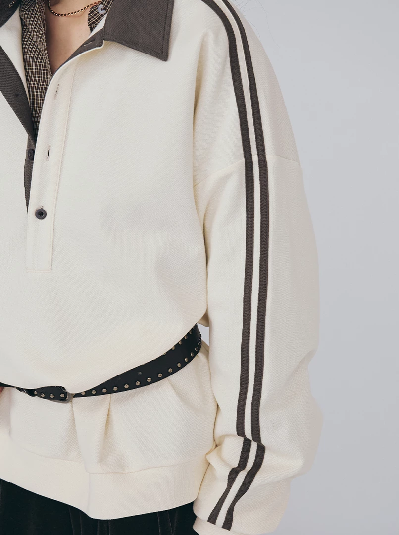 復古三釦POLO領長袖衫