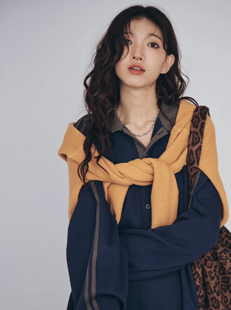 復古三釦POLO領長袖衫