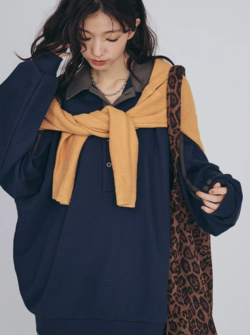 復古三釦POLO領長袖衫