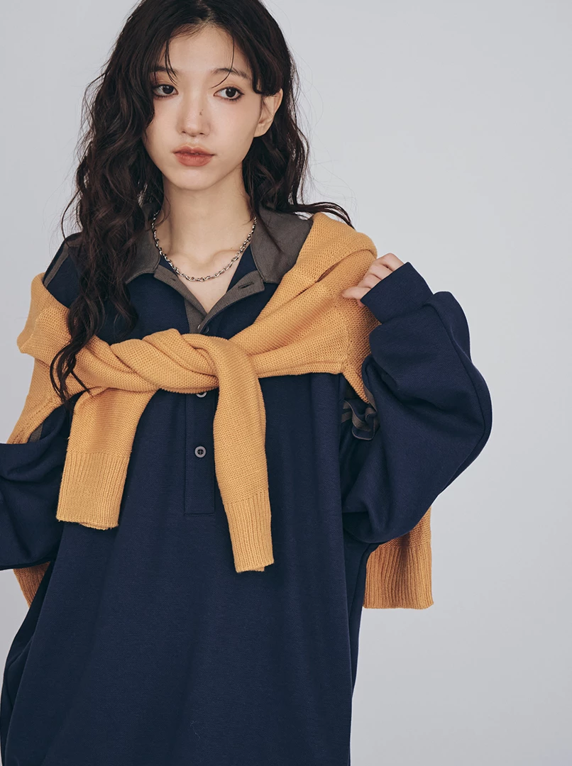 復古三釦POLO領長袖衫