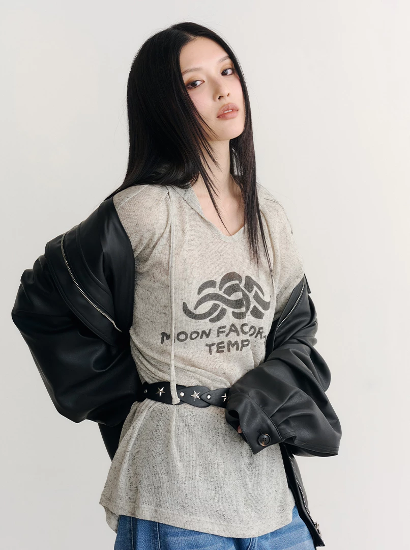 圖騰連帽長袖衫-Y圖騰