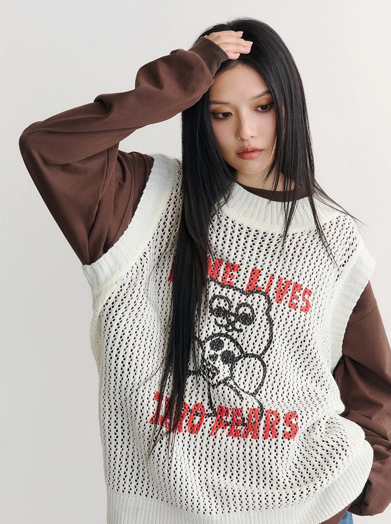 聯名印製圖案背心-S小熊