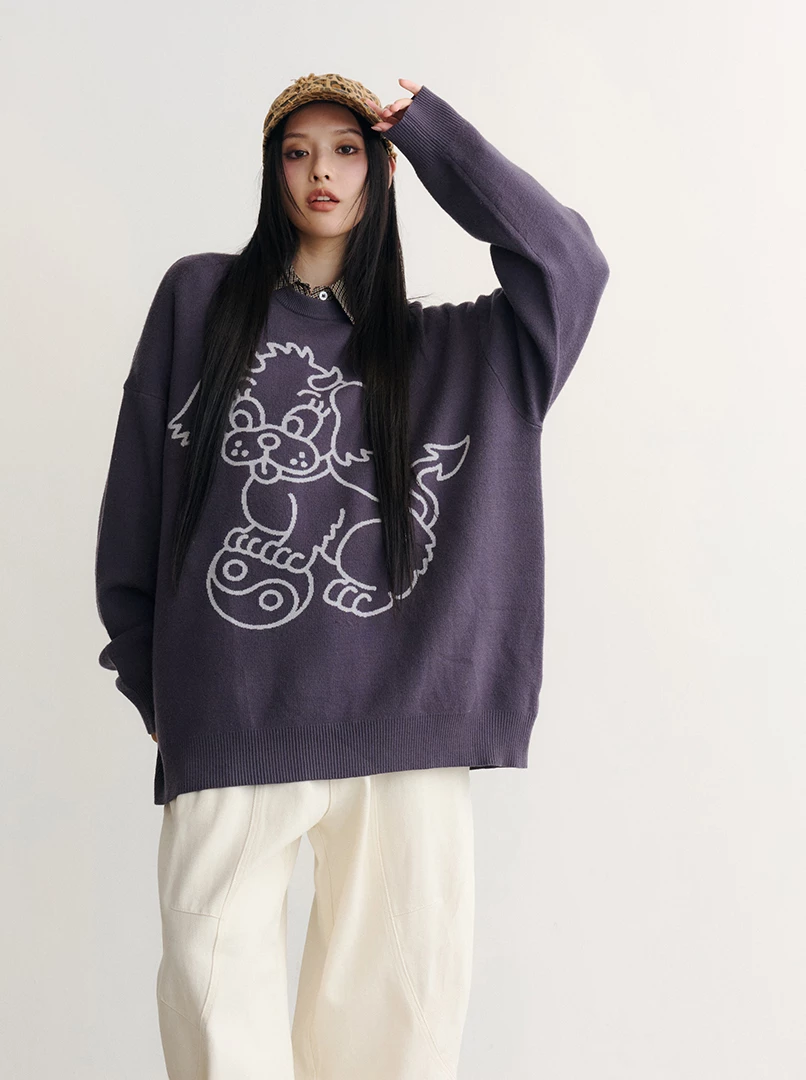 聯名圖案毛衣-Y狗狗