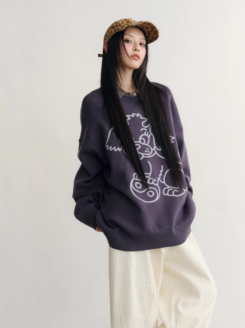 聯名圖案毛衣-Y狗狗