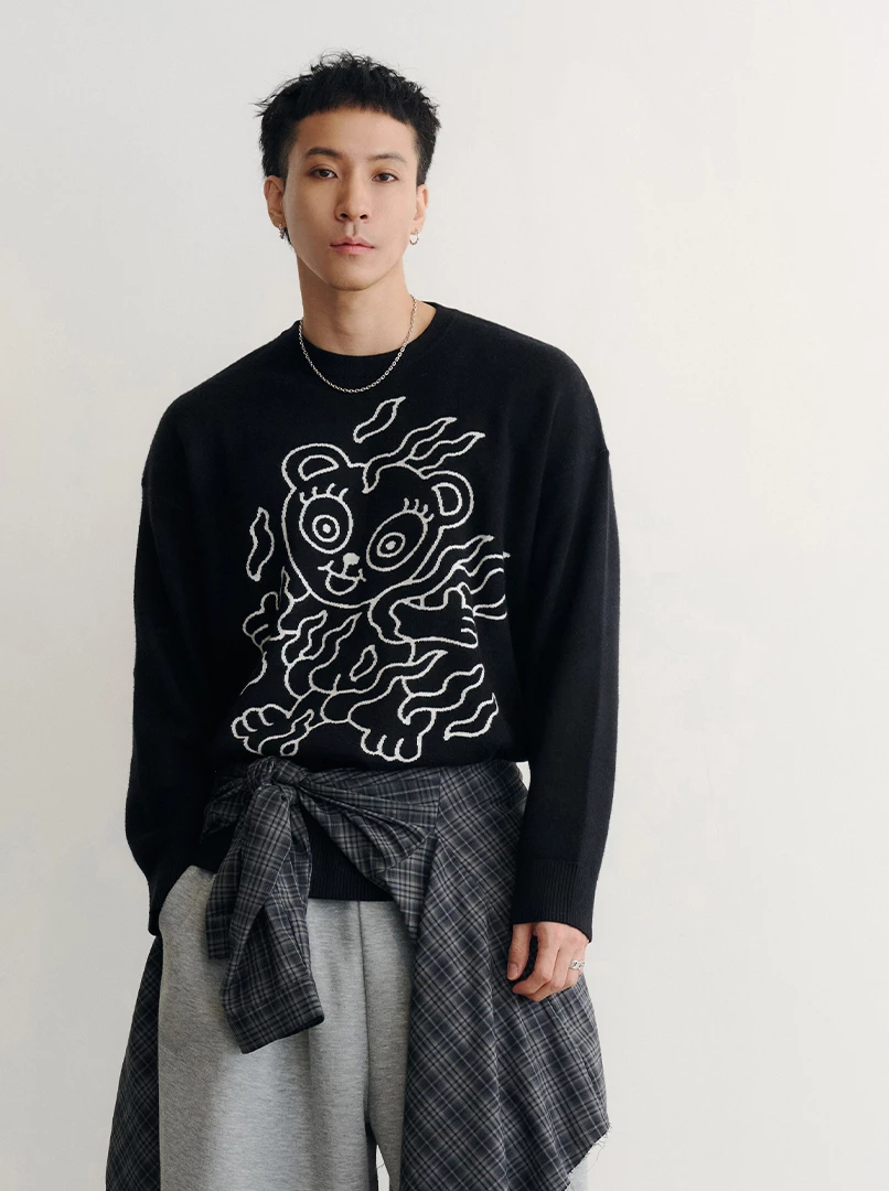 聯名圖案毛衣-Y熊熊