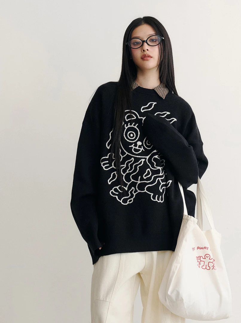 聯名圖案毛衣-Y熊熊