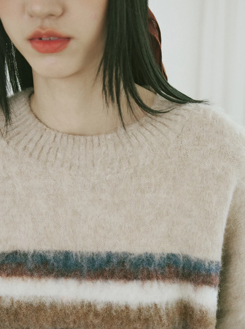 圓領條紋毛衣