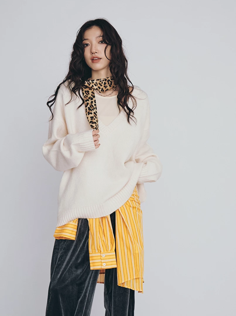 寬鬆短版兩件套毛衣