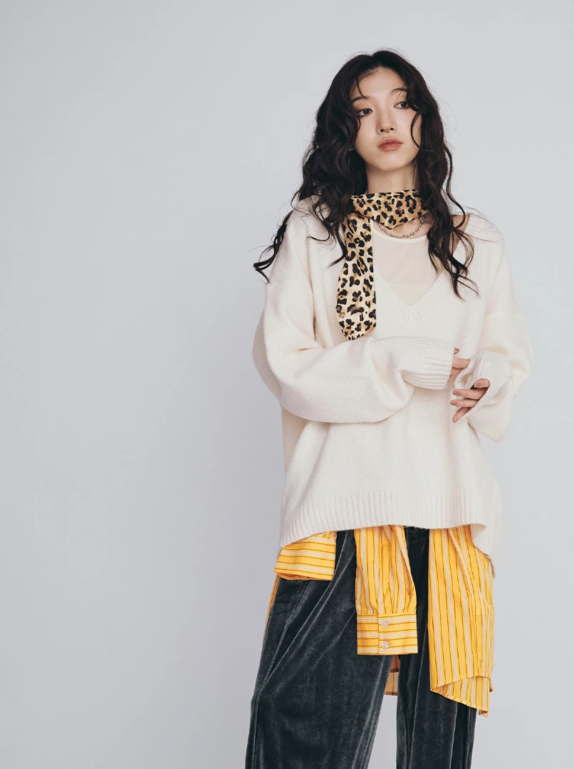 寬鬆短版兩件套毛衣