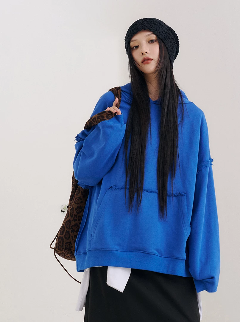 純色連帽隨性大學T