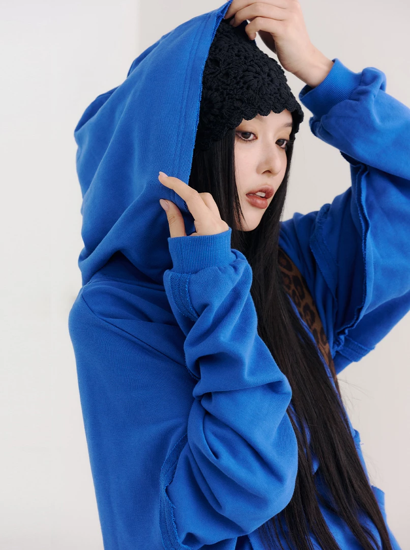 純色連帽隨性大學T