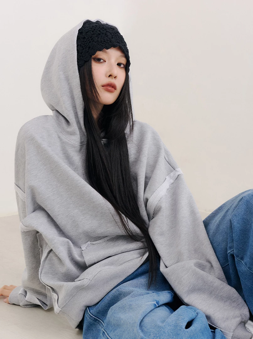 純色連帽隨性大學T